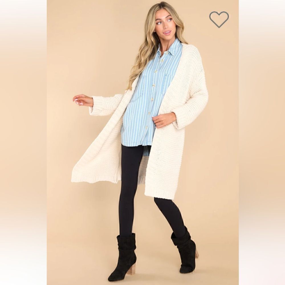 Miracle Relax More Ivory Midi Cardigan Tie Chunky Knit M/L - Picture 4 of 13